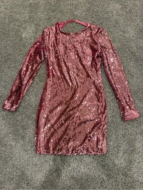 by the way. Pink Sequin Long Sleeve Dress
